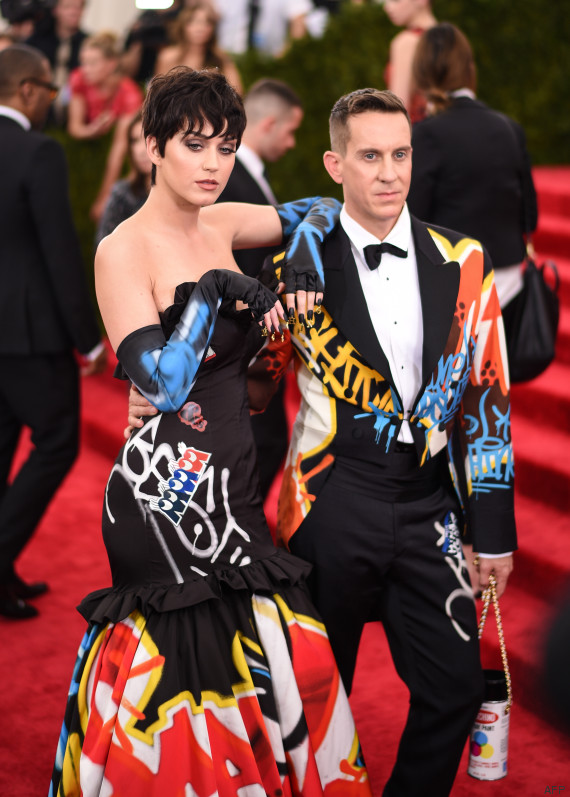 NEW YORK, NY - MAY 04: Singer Katy Perry and fashion designer Jeremy Scott attend the 'China: Through The Looking Glass' Costume Institute Benefit Gala at the Metropolitan Museum of Art on May 4, 2015 in New York City. Andrew H. Walker/Getty Images for Variety/AFP