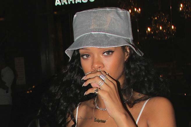 Rihanna seen arriving at VIP Room for her brother Rorrey's album release party