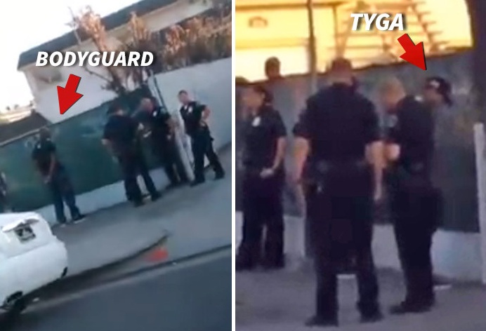 Police Tyga menotté