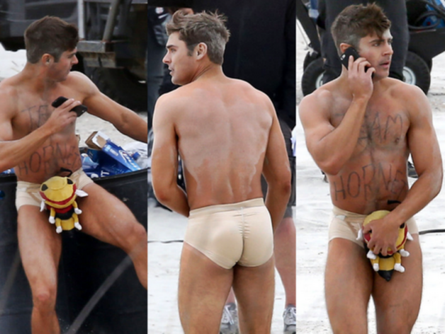 Zac Efron presque nu et tres gene sur le tournage de son nouveau film